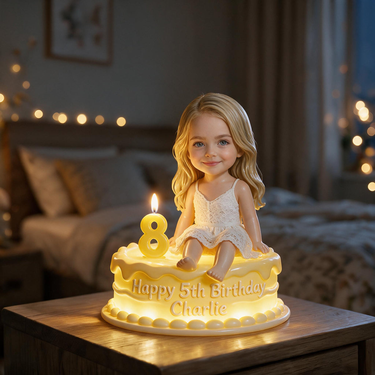 Personalized Birthday Little Girl Acrylic LED Night Light, Keepsake Gift for Daughter Granddaughter Niece