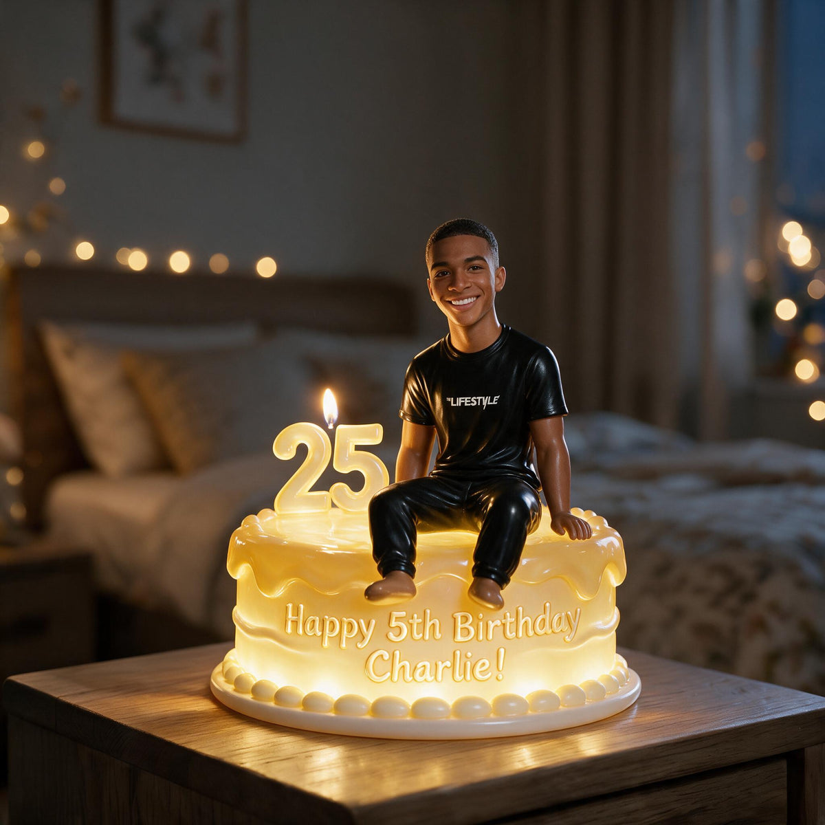 Personalized 21st Birthday Black Man Acrylic LED Night Light Gift for Him