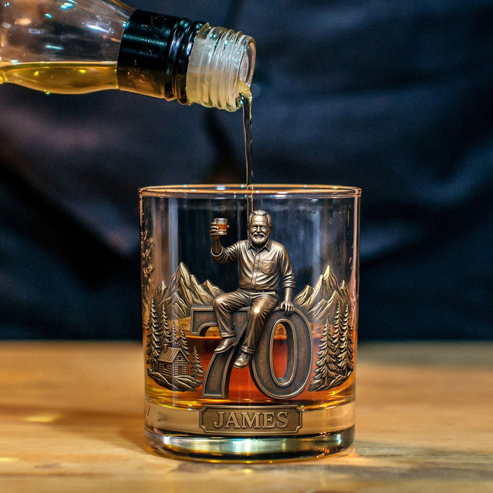 Personalized 25th Birthday Man Whiskey Glass Gift for Husband Boyfriend Son