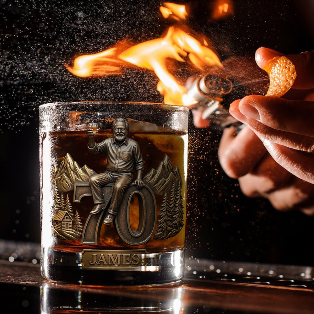 Personalized 25th Birthday Man Whiskey Glass Gift for Husband Boyfriend Son