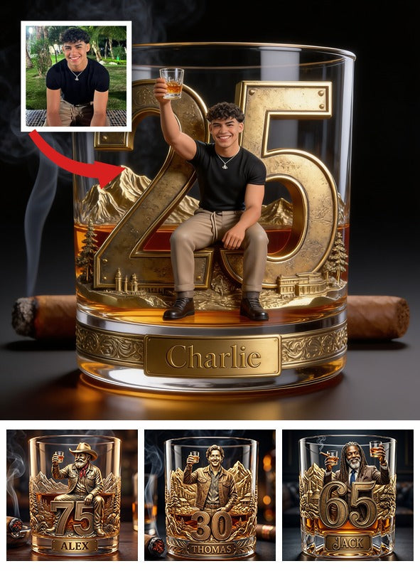 Personalized 25th Birthday Latino Man Whiskey Glass Gift For Husband Boyfriend Son