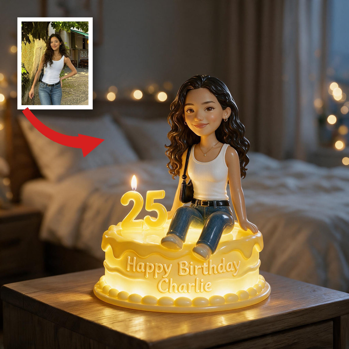 Personalized 21st Birthday Latina Woman Acrylic LED Night Light Gift for Her