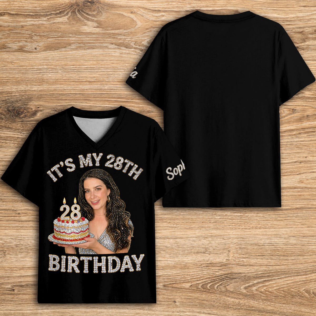Personalized Birthday Latina Little Girl V-Neck T-Shirt Gift