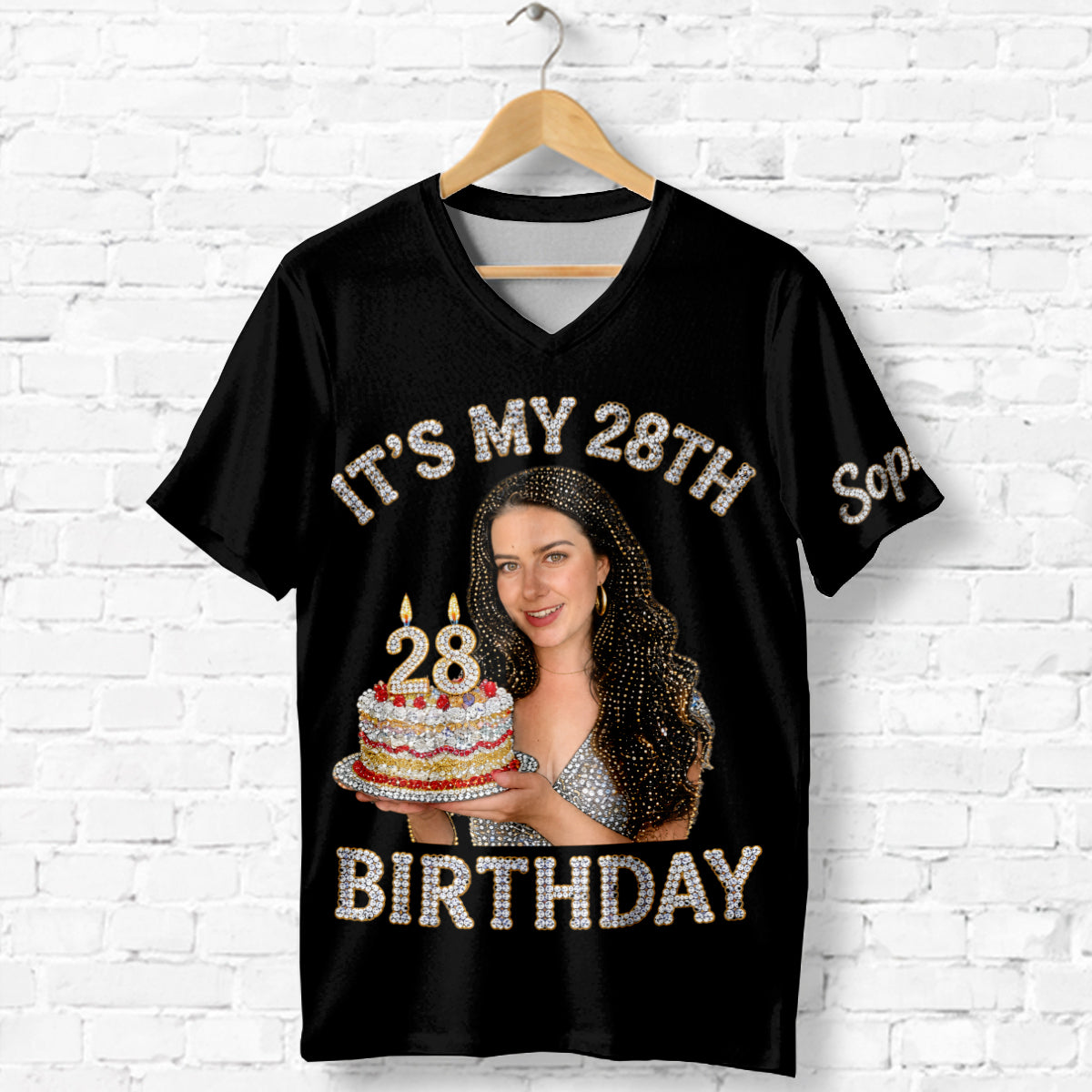 Personalized 45th Birthday Middle-Aged Latina Woman V-Neck T-Shirt Birthday Gift