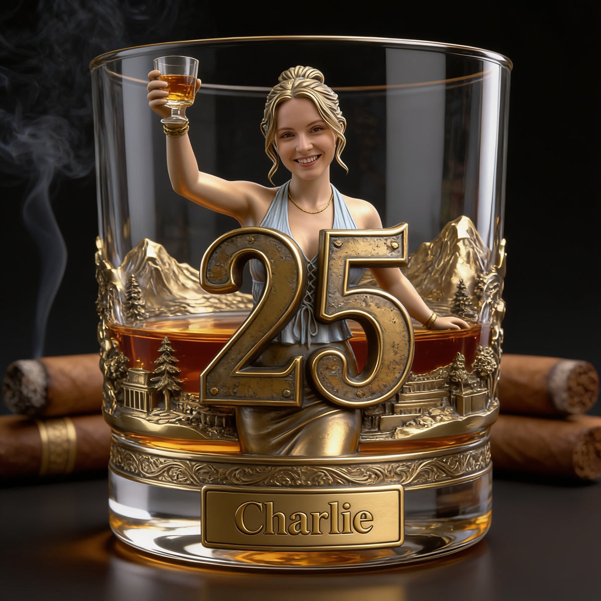 Personalized 25th Birthday Woman Whiskey Glass Gift for Her