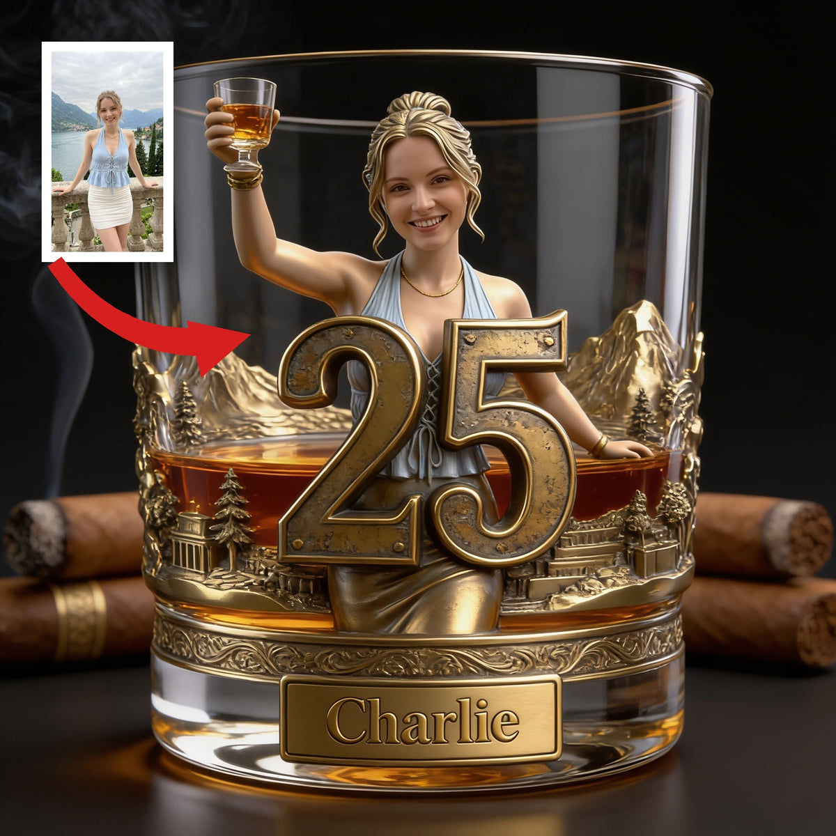 Personalized 25th Birthday Woman Whiskey Glass Gift for Her