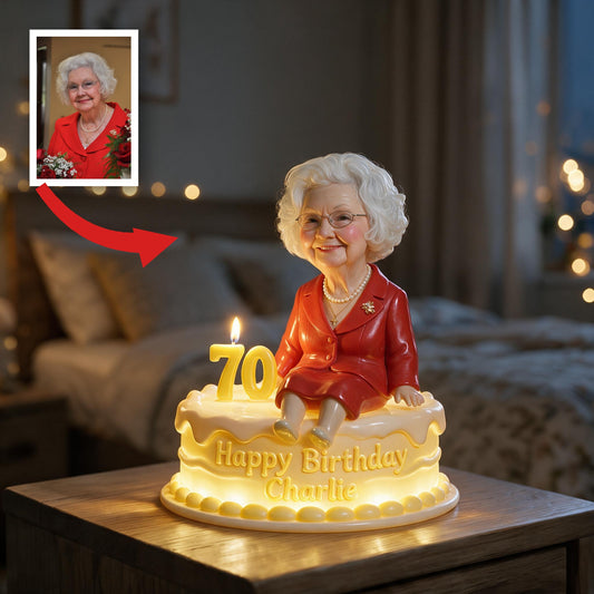 Lampe de Nuit LED Acrylique Personnalisée 70e Anniversaire Femme Âgée