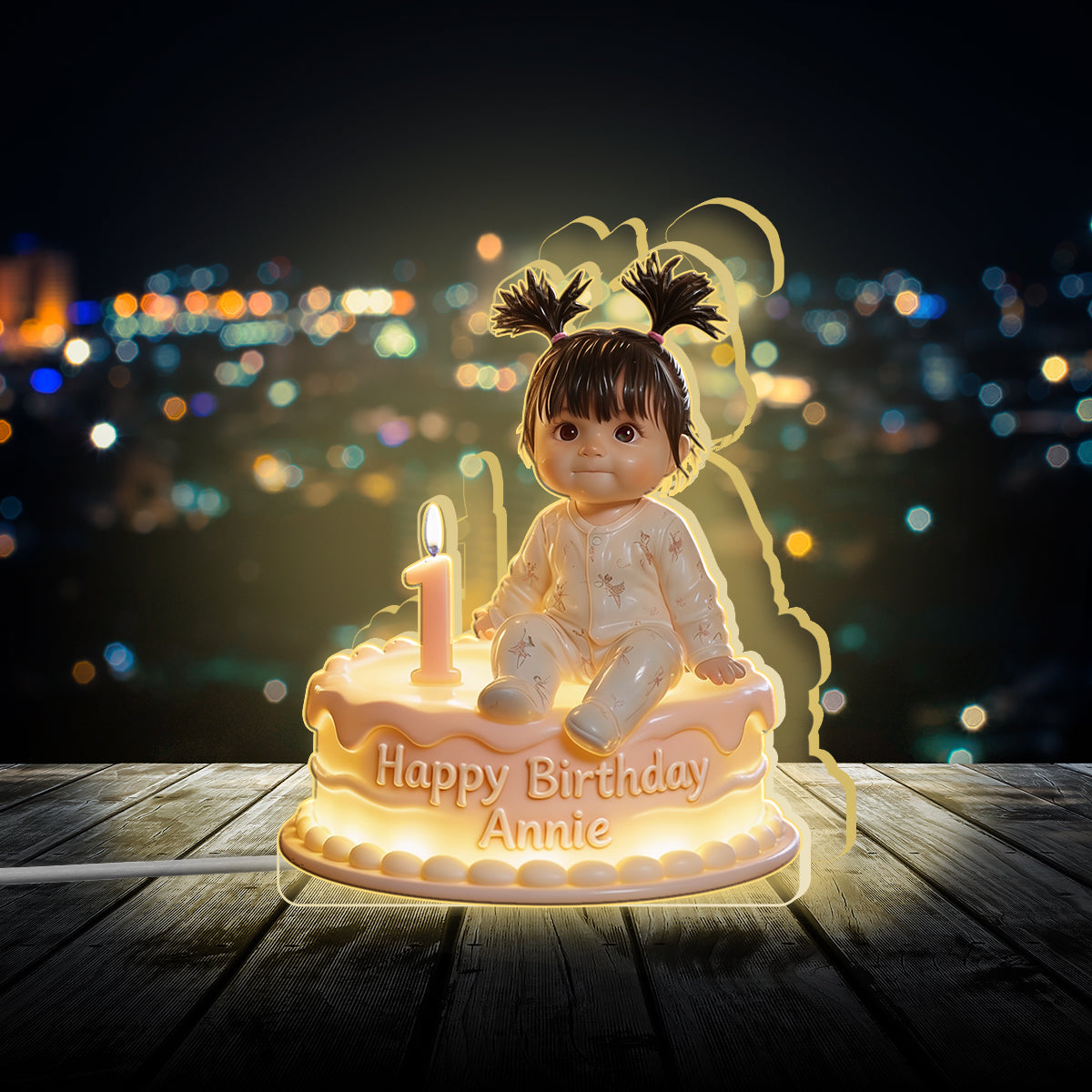 Personalized Birthday Latino Little Boy Acrylic LED Night Light Gift for Son Grandson Nephew