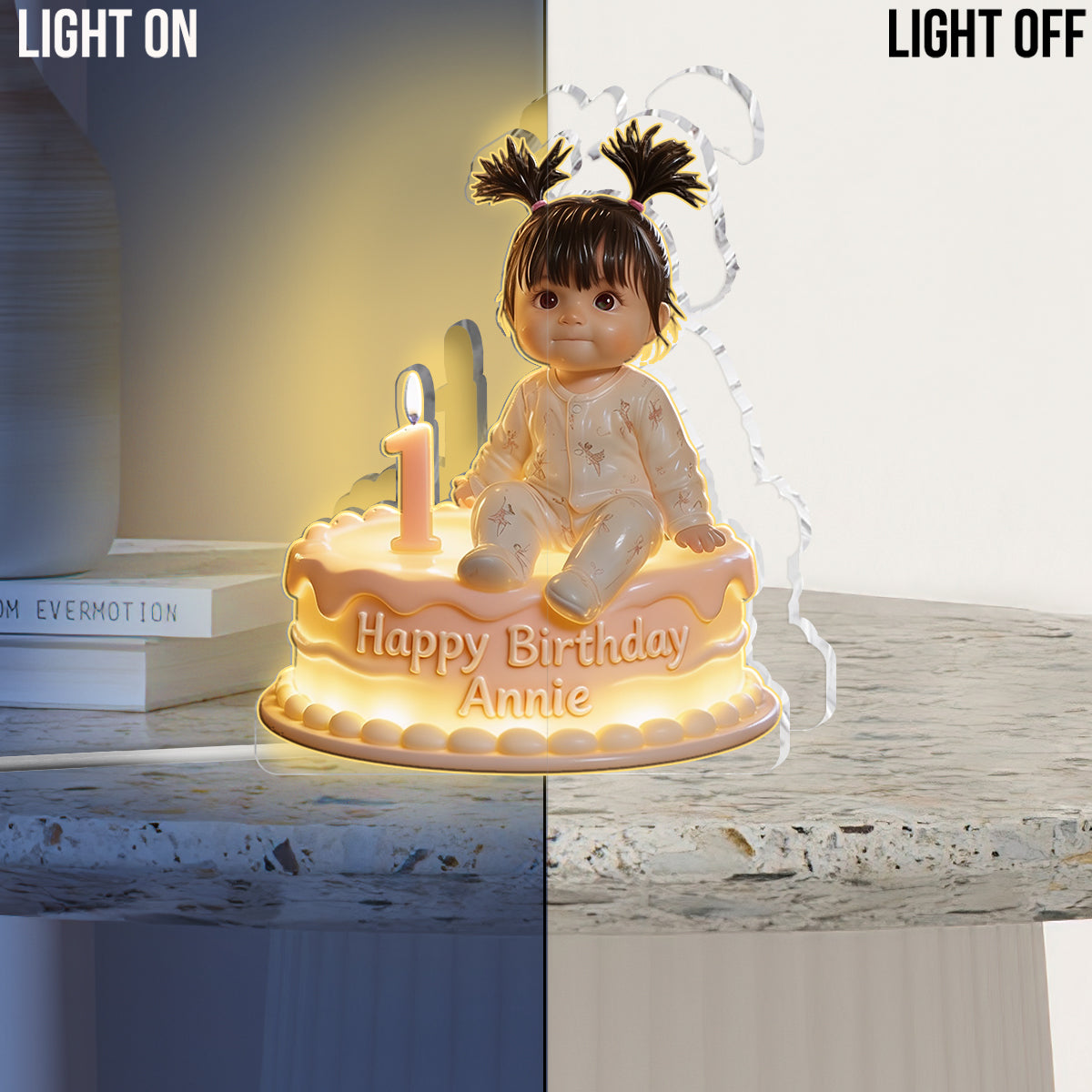 Personalized 70th Birthday Older Black Man Acrylic LED Night Light Gift for Dad Grandpa
