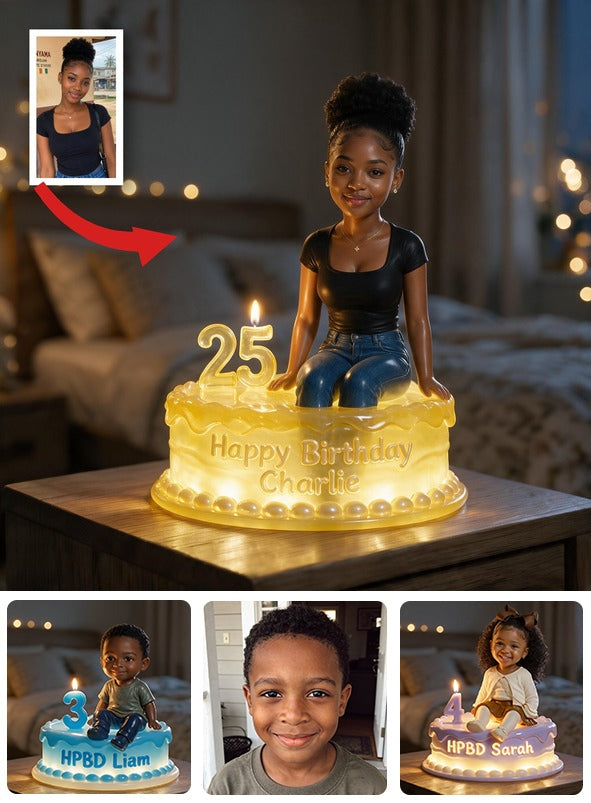 Personalized 25th Birthday Black Woman Acrylic LED Night Light Gift