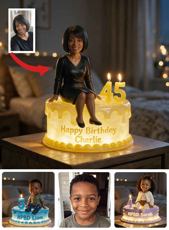 Personalized 50th Birthday Middle-Aged Black Woman Acrylic LED Night Light Gift