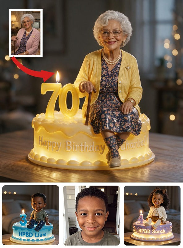 Personalized 70th Birthday Older Black Woman Acrylic LED Night Light