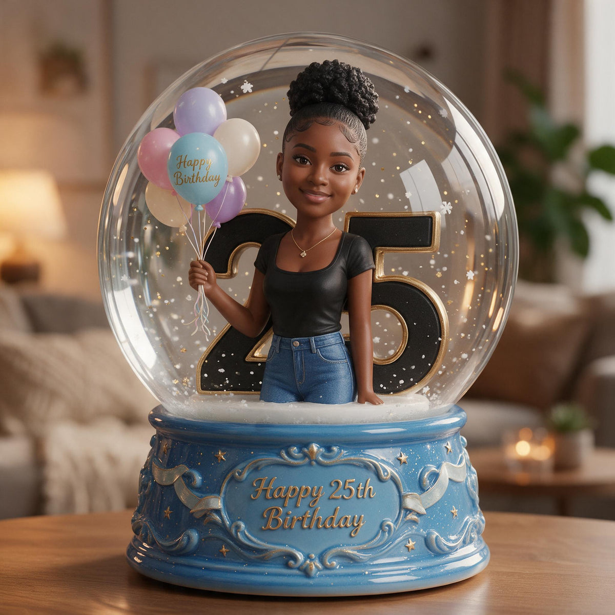 Plaque acrylique personnalisée pour le 25e anniversaire d'une femme noire