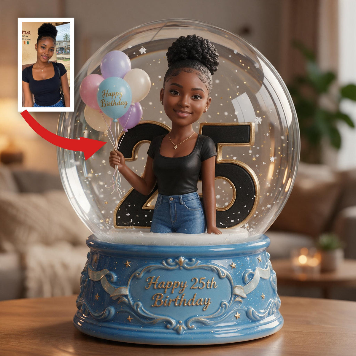 Plaque acrylique personnalisée pour le 25e anniversaire d'une femme noire