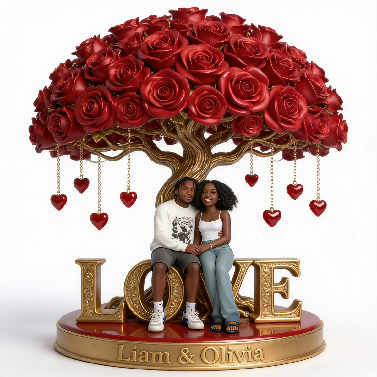 Custom Photo Black Couple Shaped Acrylic Plaque Romantic Husband Wife Keepsake Gift