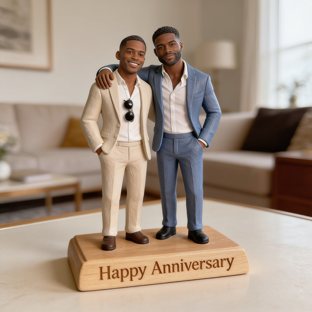 Plaque Acrylique Personnalisée LGBT Anniversaire Couple Noir