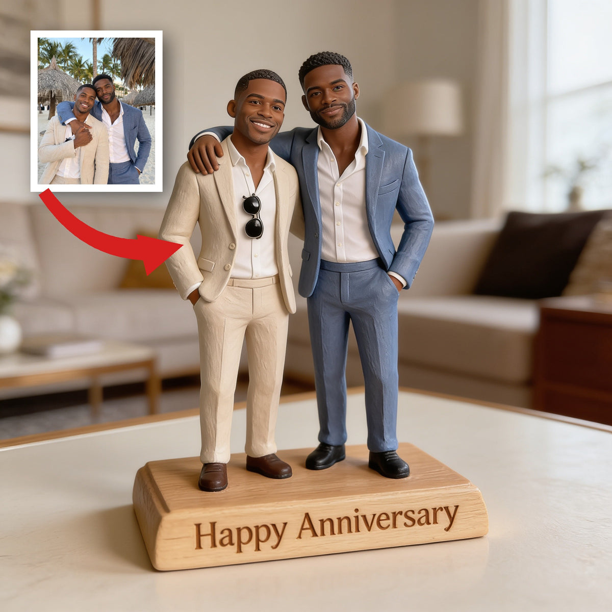 Plaque Acrylique Personnalisée LGBT Anniversaire Couple Noir