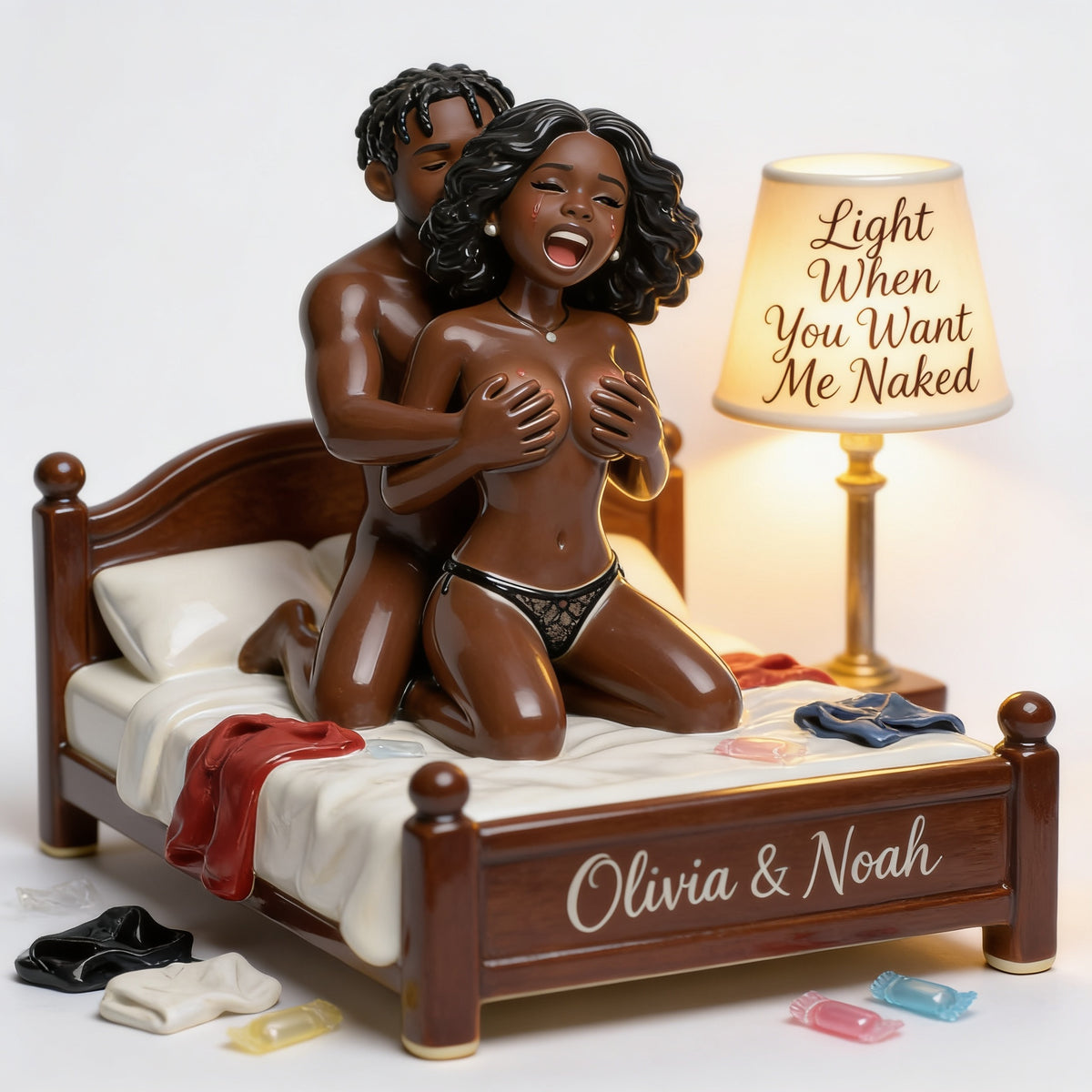 Custom Photo Black Couple Funny Romantic Acrylic LED Night Light Couple Gift