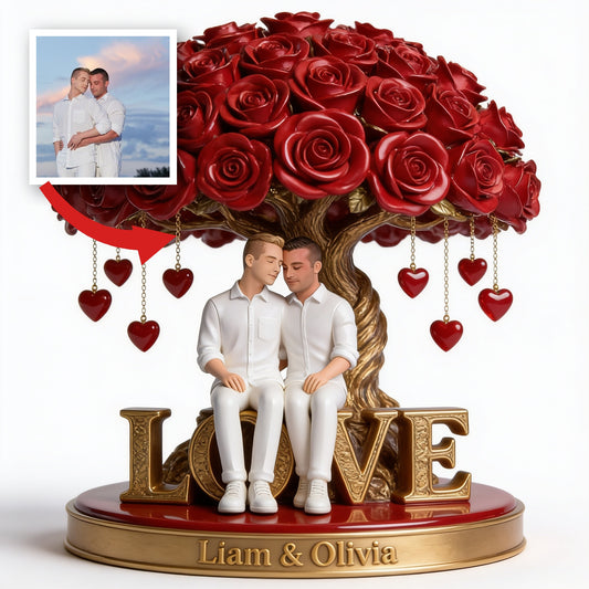 Custom Photo Gay Couple Rose Tree Acrylic Plaque Romantic Couple Gift