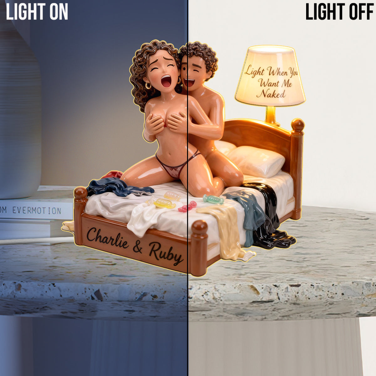Custom Photo Middle-Aged Black Couple Acrylic LED Night Light Funny Couple Gift
