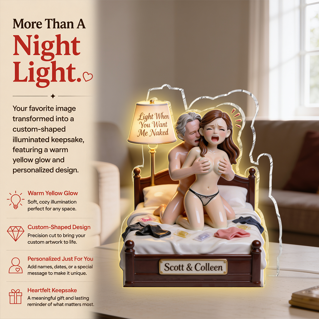 Custom Photo Middle-Aged Black Couple Acrylic LED Night Light Funny Couple Gift