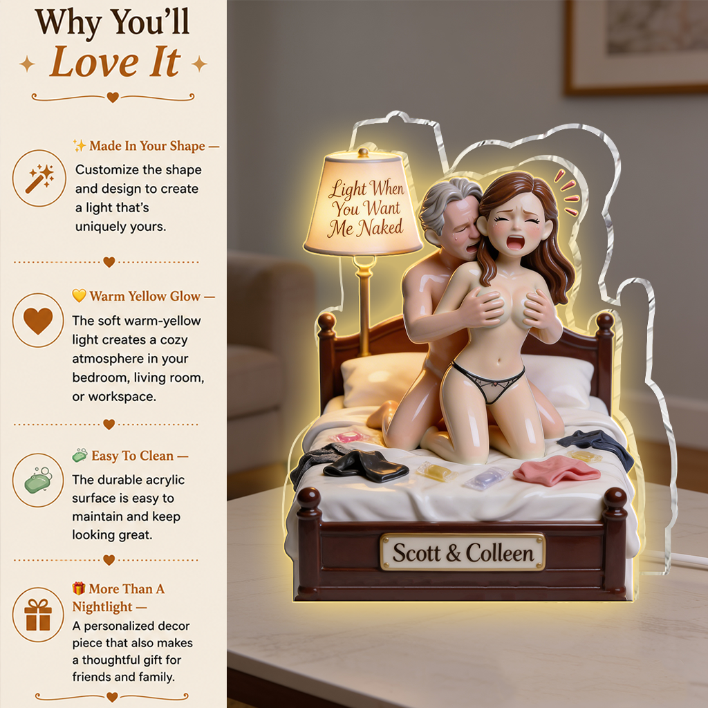 Custom Photo Black Couple Funny Romantic Acrylic LED Night Light Couple Gift