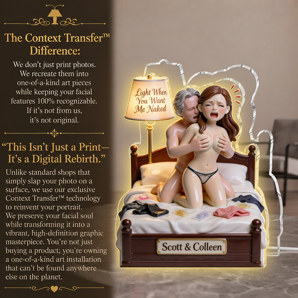 Custom Photo Black Couple Funny Romantic Acrylic LED Night Light Couple Gift