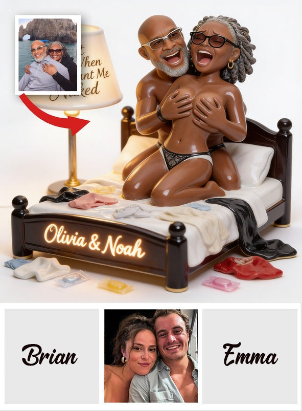 Custom Photo Middle-Aged Black Couple Acrylic LED Night Light Funny Couple Gift