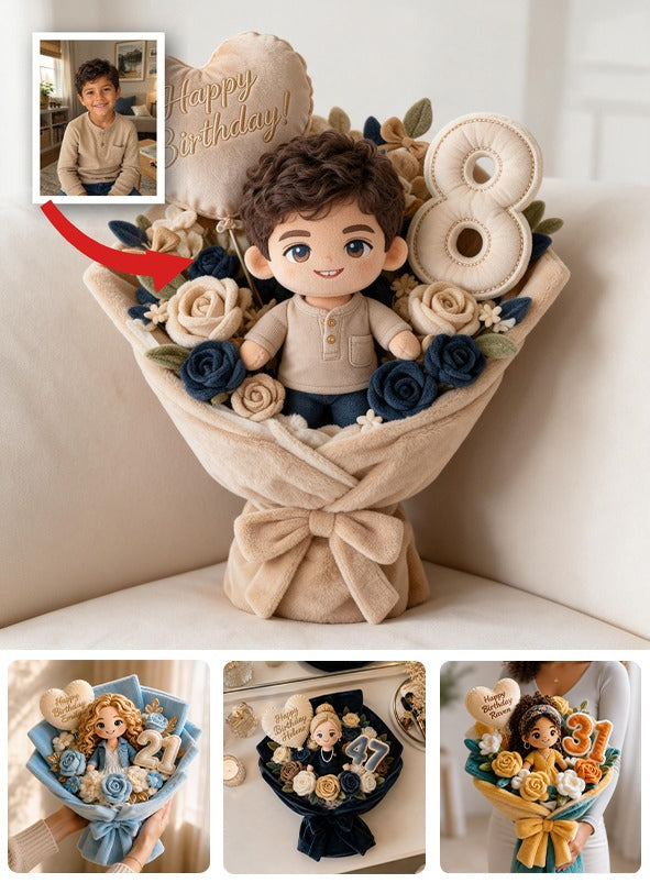 Personalized 8th Birthday Latino Little Boy Faux Fur Bouquet Pillow Gift