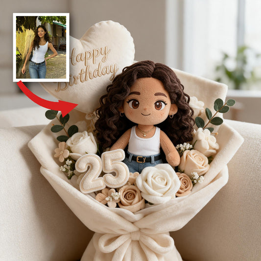 Coussin Bouquet Personnalisé pour le 25ème Anniversaire Femme Latina