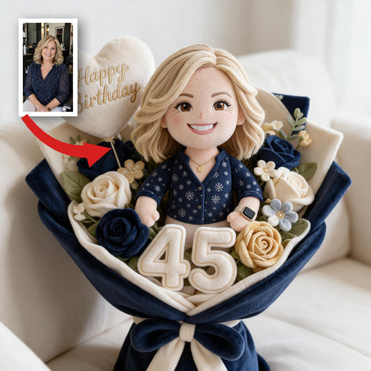 Coussin en fausse fourrure personnalisé pour le 45e anniversaire femme d'âge moyen