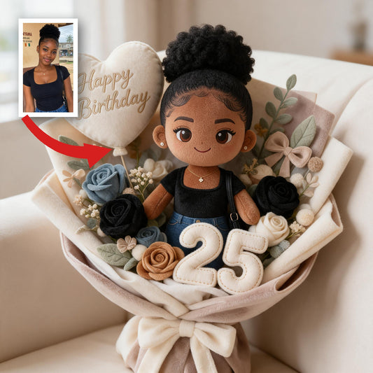 Coussin en fausse fourrure personnalisé pour le 25e anniversaire d'une femme noire