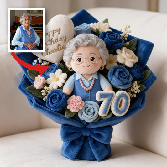 Coussin en fausse fourrure personnalisé pour le 70e anniversaire d'une femme latina