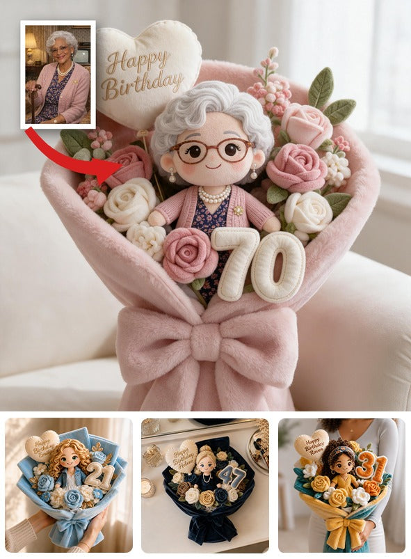 Coussin en fausse fourrure personnalisé pour le 70e anniversaire d'une femme noire âgée