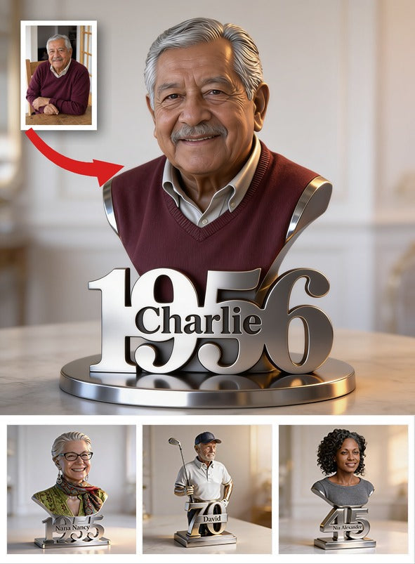 Personalized 70th Birthday Older Latino Man Custom Shaped Acrylic Plaque Gift