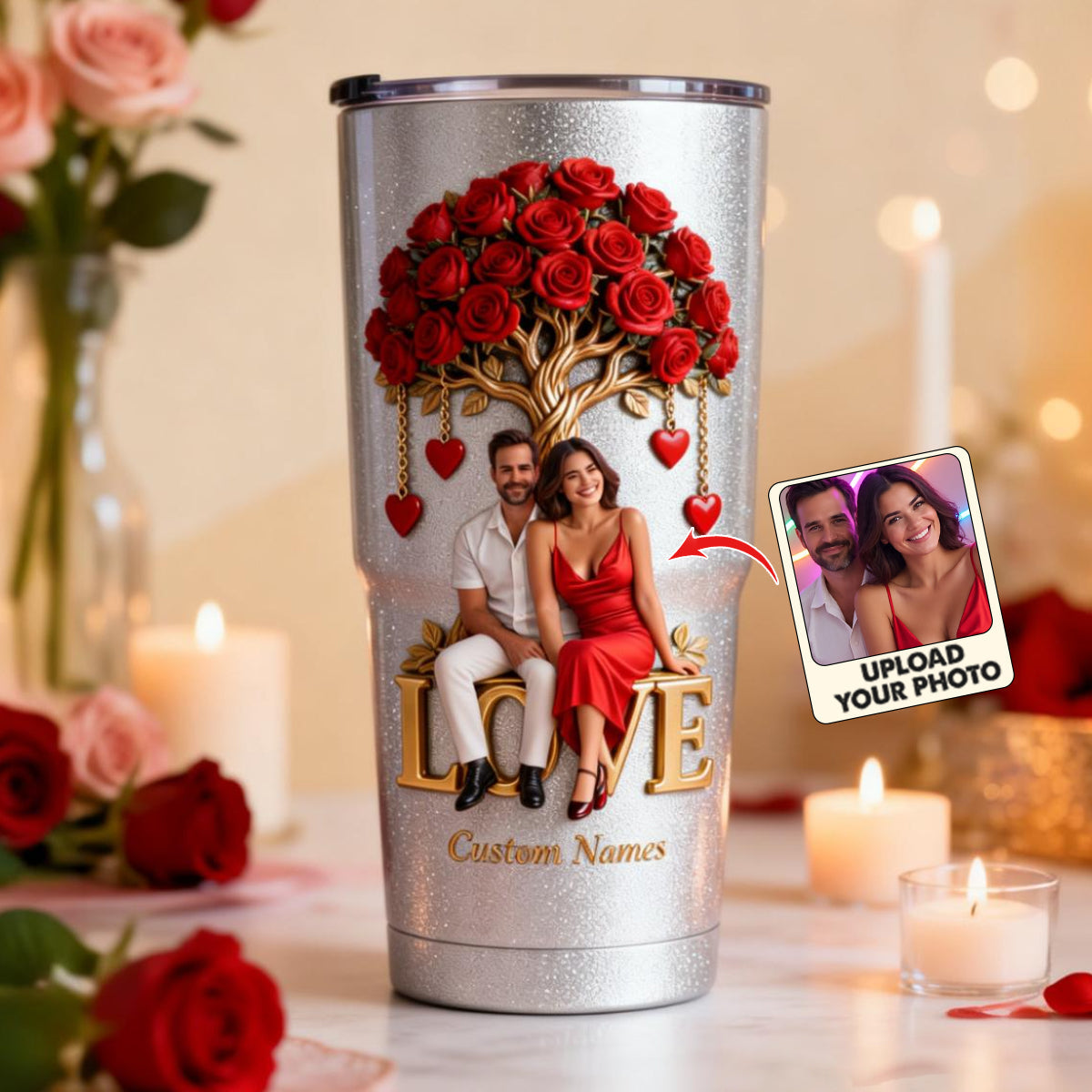 Personalized Black Gay Couple Tumbler LGBT Romantic Couple Gift
