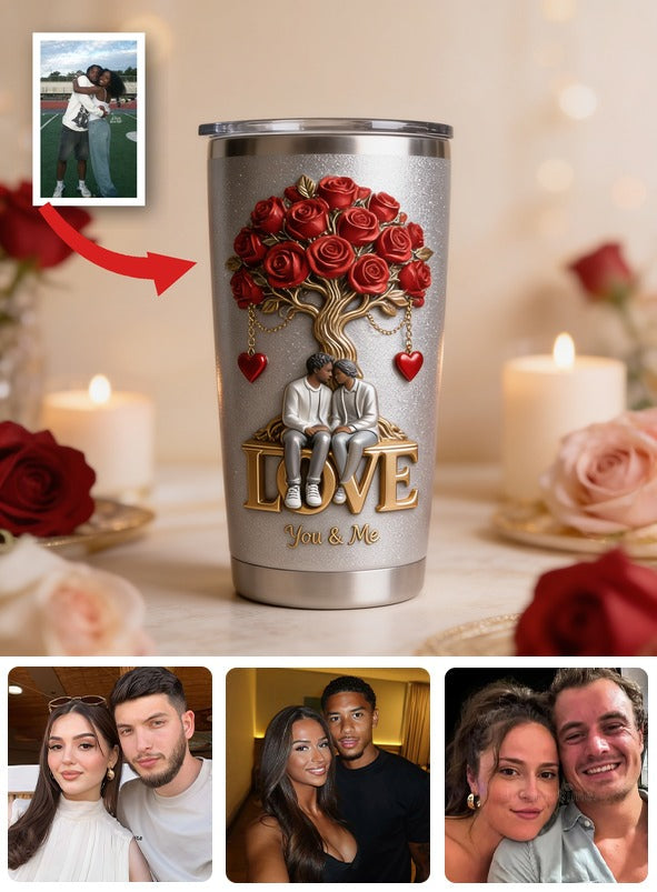 Personalized Black Couple Tumbler, Romantic You & Me Gift for Husband Wife
