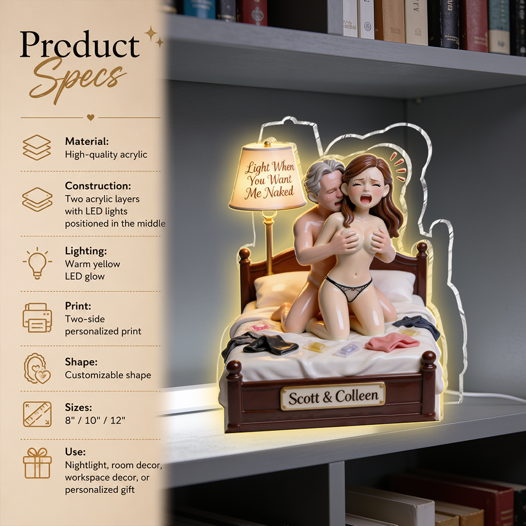 Personalized Middle-Aged Latino Couple Funny Acrylic LED Night Light Bedroom Gift