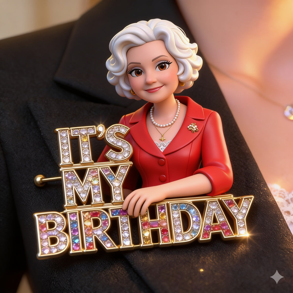 Custom Photo 70th Birthday Older Woman Pin, Grandma Mom Wife Gift