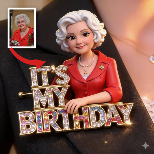 Broche Photo Personnalisée 70e Anniversaire Femme Âgée, Cadeau Mamie Maman Épouse