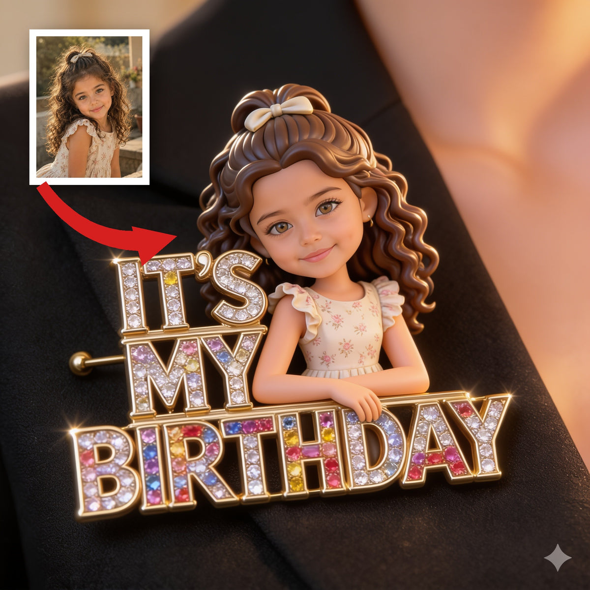 Personalisierte Foto-Geburtstagsnadel für Latina-Mädchen Geschenk für Tochter Enkelin Nichte