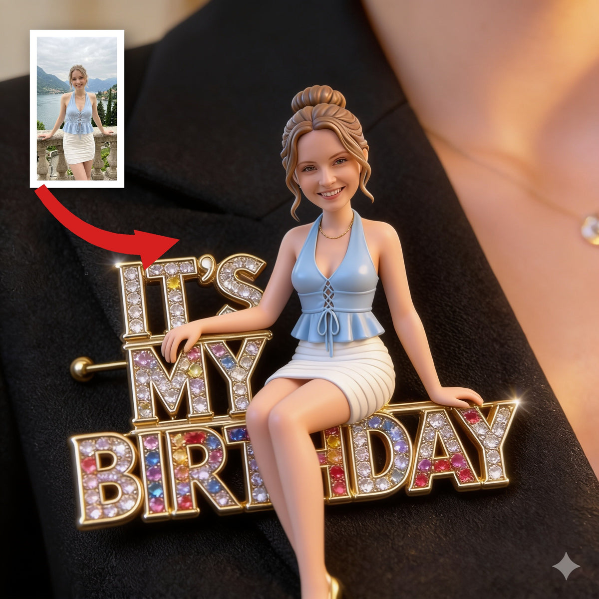 Épinglette Photo Personnalisée 21e Anniversaire Femme Cadeau pour Épouse Copine Fille