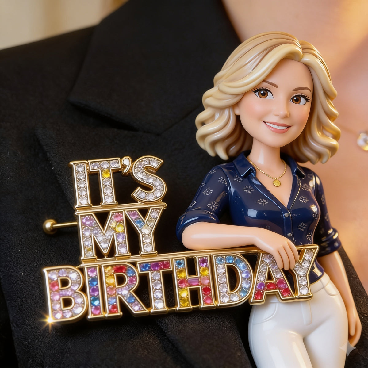 Custom Photo 50th Birthday Middle-Aged Woman Pin, Gift for Mom Grandma Wife