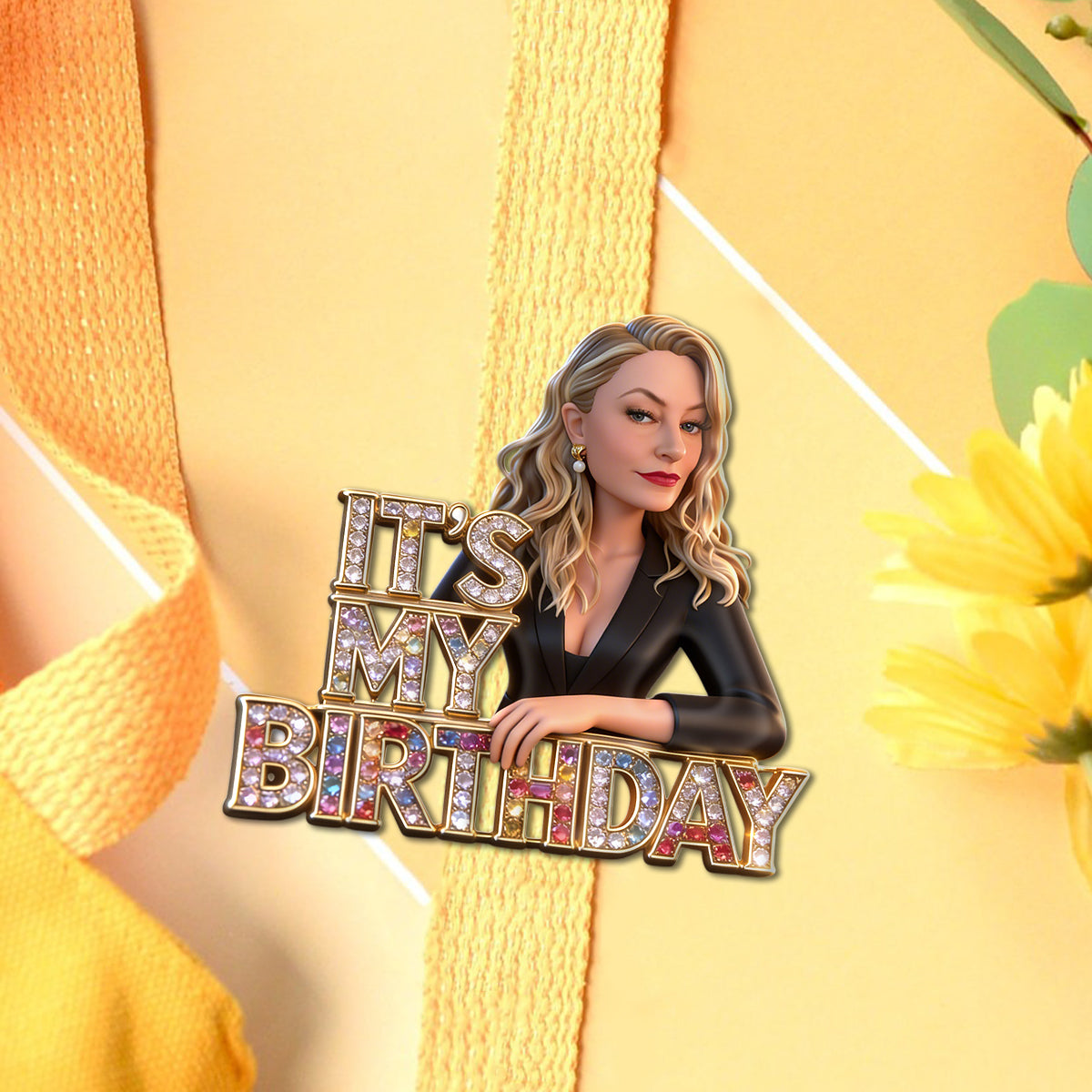 Custom Photo 50th Birthday Middle-Aged Woman Pin, Gift for Mom Grandma Wife