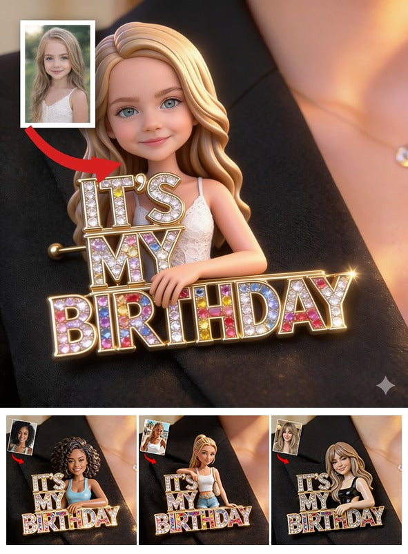Personalisierte Foto-Geburtstagsnadel für kleine Mädchen, Geschenk für Tochter Enkelin Nichte