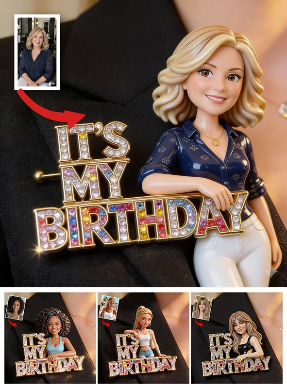 Custom Photo 50th Birthday Middle-Aged Woman Pin, Gift for Mom Grandma Wife