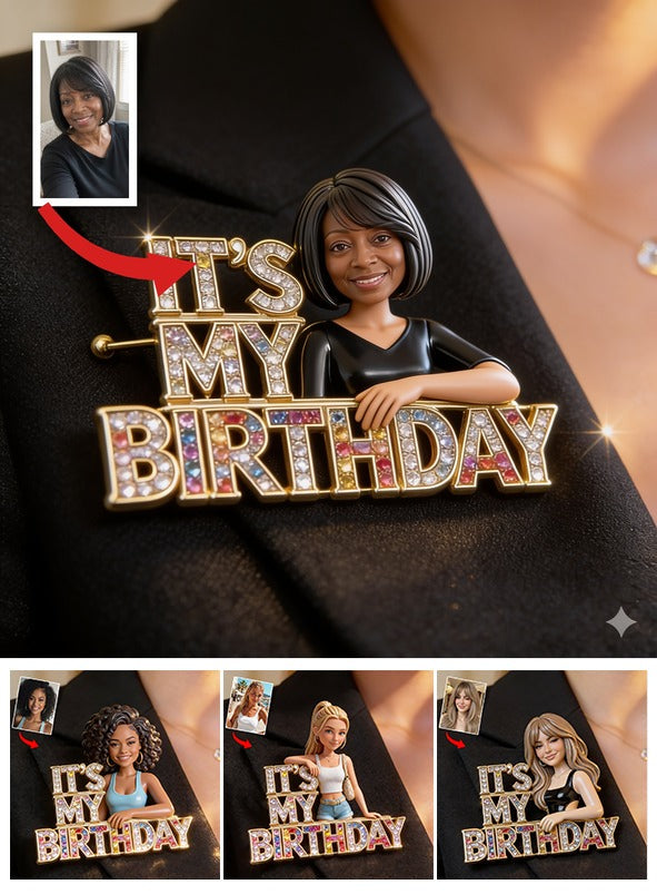 Personalisierte Foto 50. Geburtstag Mittelalte Schwarze Frau Emaille-Anstecker, Geschenk für Mama Oma Frau