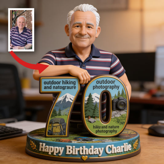 Cadeau Personnalisé Figurine 3D Anniversaire 70 ans pour Papa, Papi