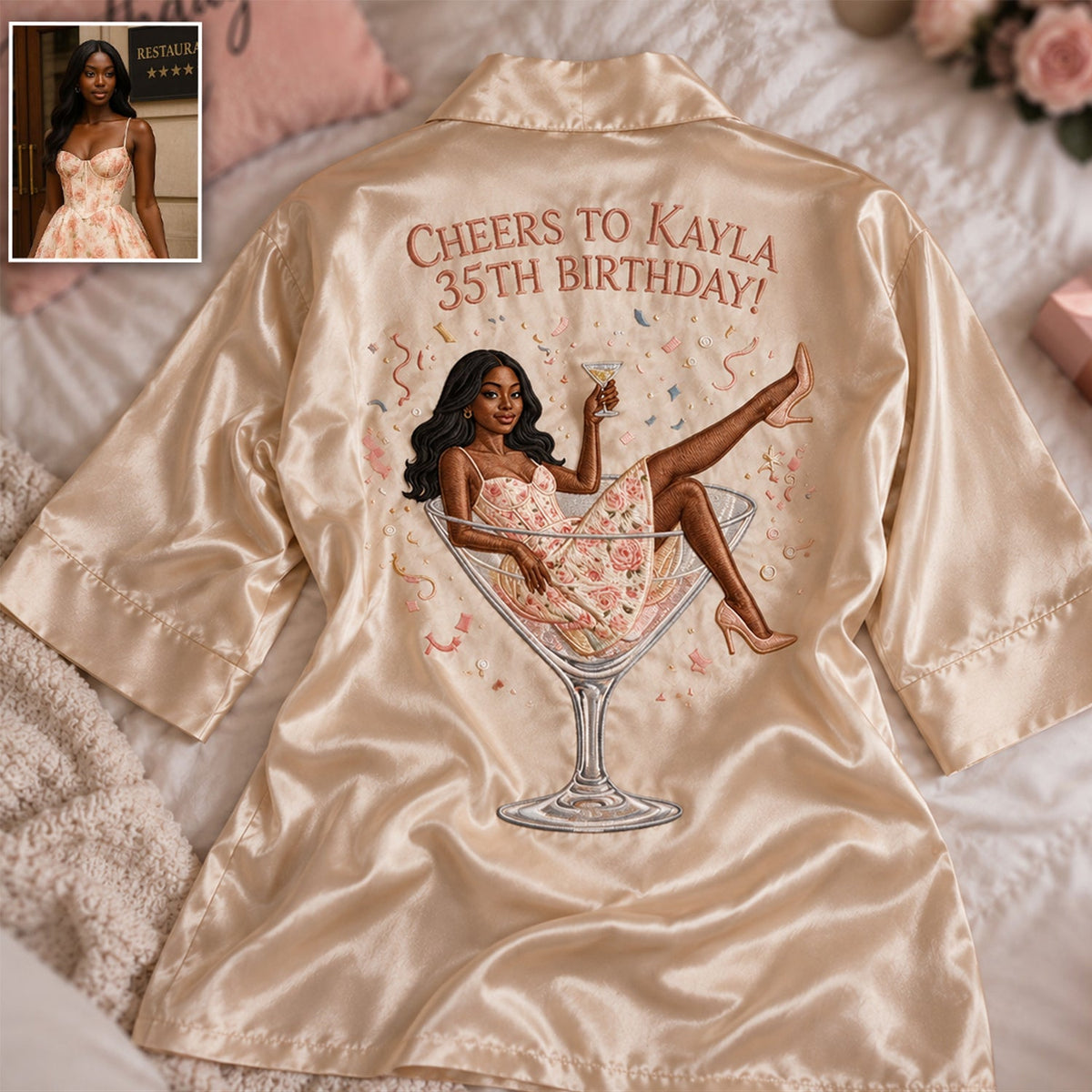 Personalized 70th Birthday Older Woman Satin Robe, Funny Gift for Grandma Mom Wife