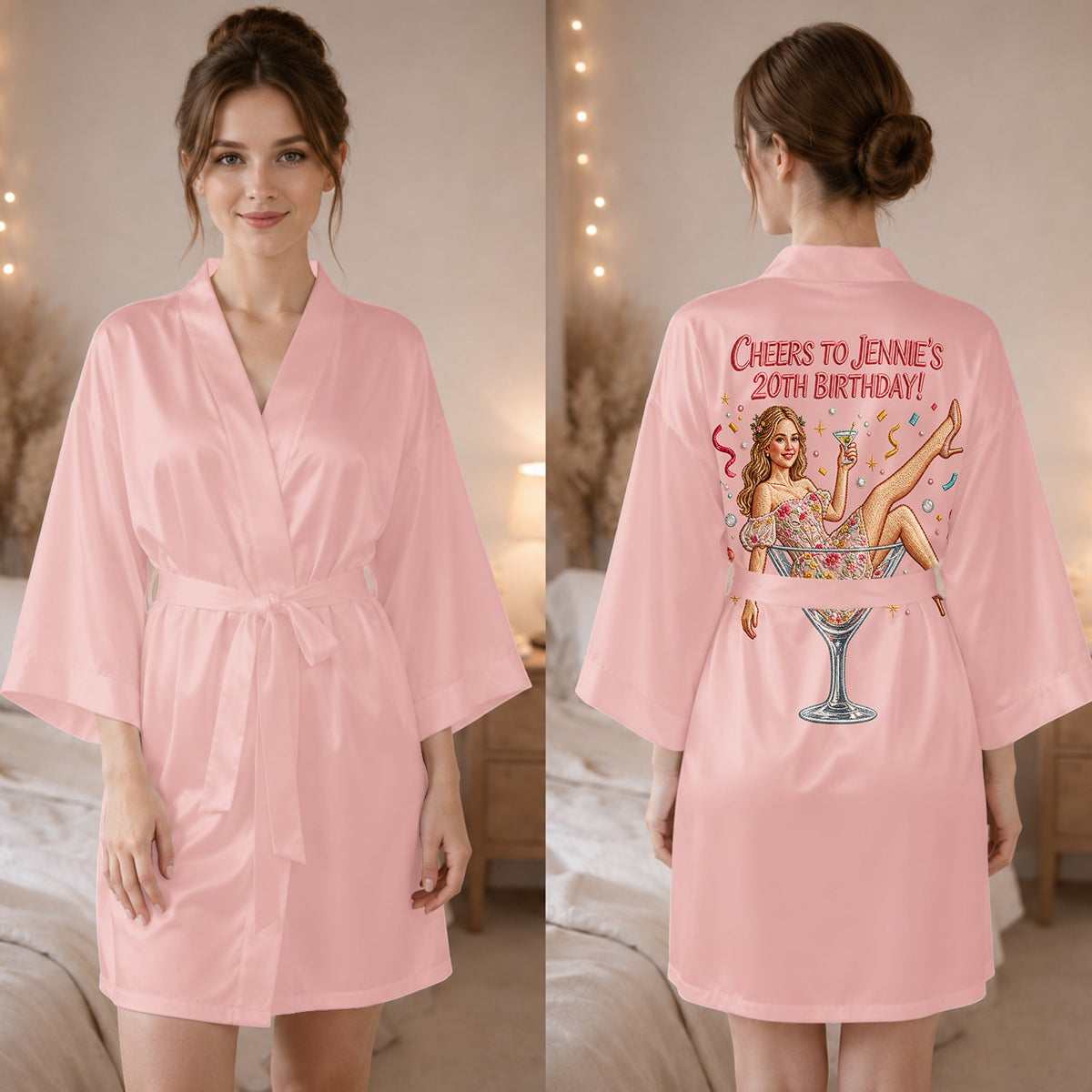 Personalized 70th Birthday Older Woman Satin Robe, Funny Gift for Grandma Mom Wife